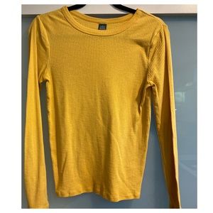 Yellow Ribbed Long-Sleeve Shirt